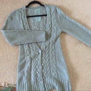 Mint Long Wool Cardigan